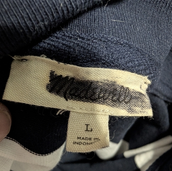 Madewell Rugby Stripe Polo L True Midnight Navy White Stripe NY776 NWOT Sporty - Picture 5 of 8